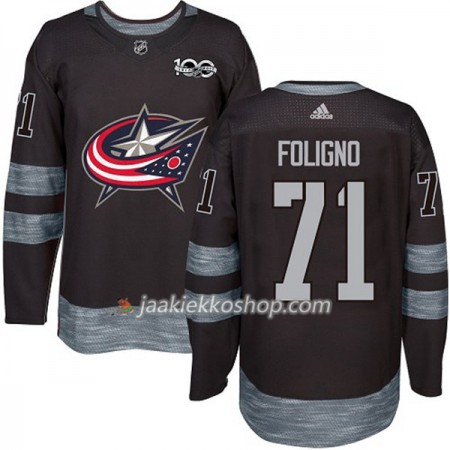 Miehille NHL Blue Jackets Pelipaita Nick Foligno 71 1917-2017 100th Anniversary Adidas Musta Authentic
